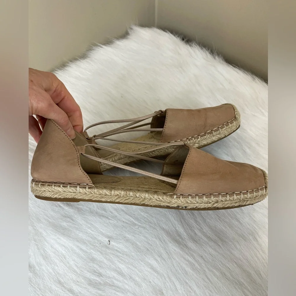 Eileen Fisher Lee Nubuck Leather Tan Espadrille Flats 8.5